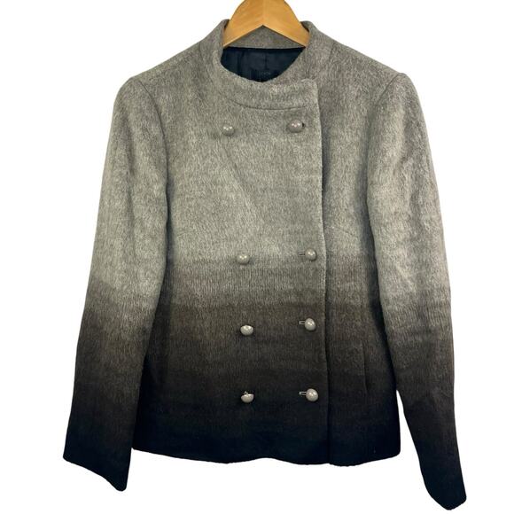 J. Crew Gray Brown Ombre Double-Breasted Coat Size 6 Wool Blend - Picture 2 of 15